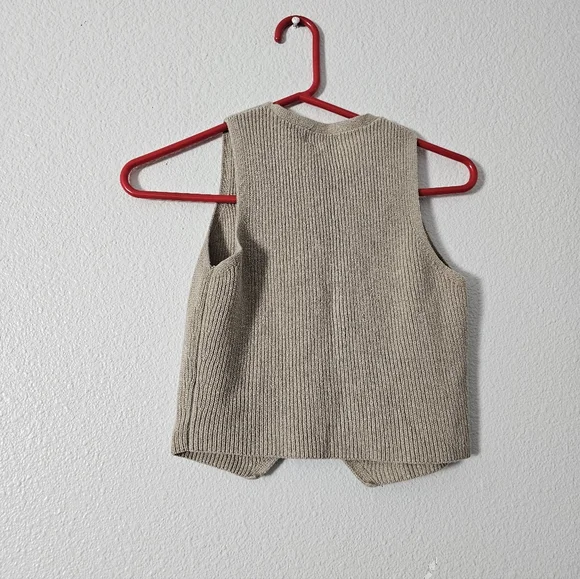 Classic Cream Knit Button-Front Vest - Women Sz XS - Picture 3 of 6